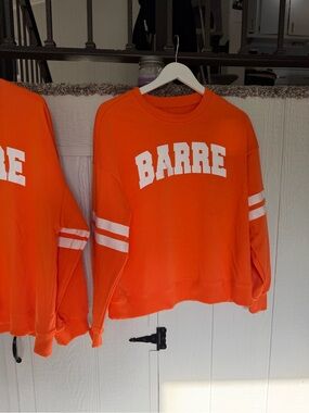 Orange 'BARRE' College-Style Crewneck Sweatshirt